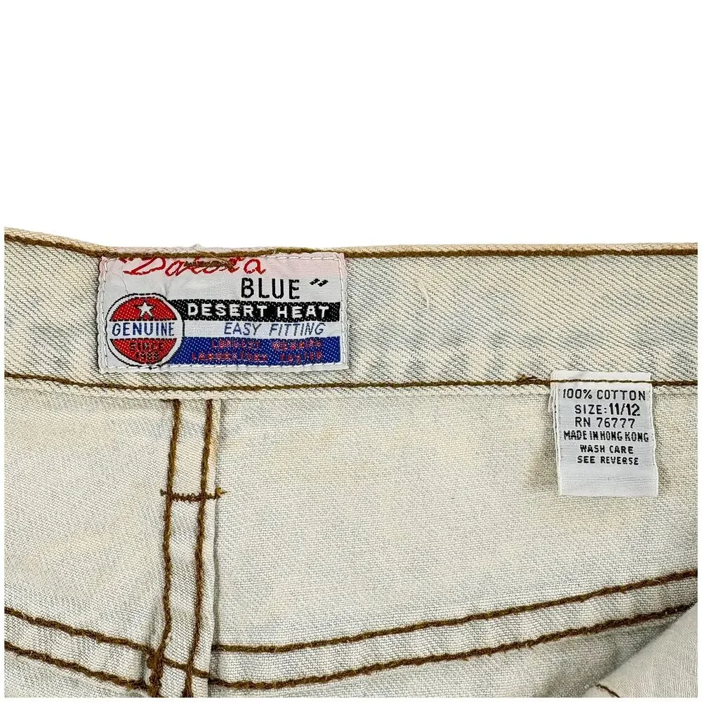 VTG 90s Dakota Blue NWT Denim Shorts Women 27 Geometric Patch Y2K Festival